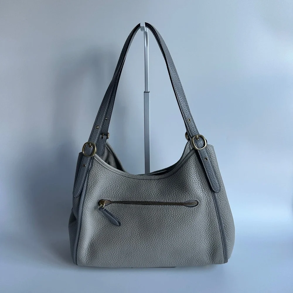 Coach Lori Shoulder Bag Dove Grey Pebbled Leather C6627
